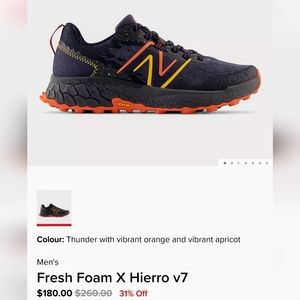 NWT - New Balance Fresh Foam X Hierro v7 Thunder - Mens trail, running shoes. 10